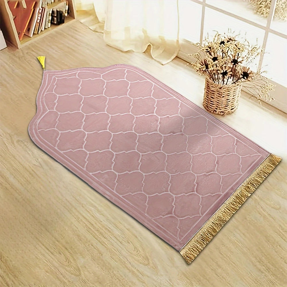 Luxury Soft Islamic Prayer Mat with Tassels – Comfortable & Elegant Design for Daily Salah